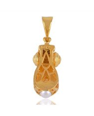18K Yellow Gold Plated Citrine and Pearl Silver Pendant Necklace