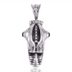 Sterling Silver and Black Onyx Designer Skull Pendant Locket Jewelry