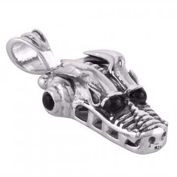 Sterling Silver and Black Onyx Designer Skull Pendant Locket Jewelry