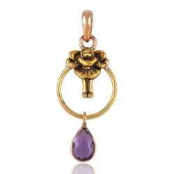 Rose Gold and yellow Gold Plated Solid Silver and Amethyst Charm Pendant