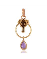 Rose Gold and yellow Gold Plated Solid Silver and Amethyst Charm Pendant
