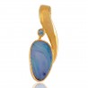 Opal and Blue Topaz Gold Plated Locket Pendant