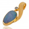 Opal and Blue Topaz Gold Plated Locket Pendant