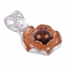 Color Pearl and Solid Silver Lotus Pendant Rose Gold Plated over Silver