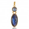 Labradorite and Gold Overlay Sterling Siver Bezel Pendant Necklace