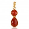 18K Gold Overlay Sterling Silver and Red Onyx Gemstone Pendant Necklace