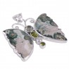Ocean Jasper Pearl Peridot Green Amethyst and Silver Butterfly Pendant