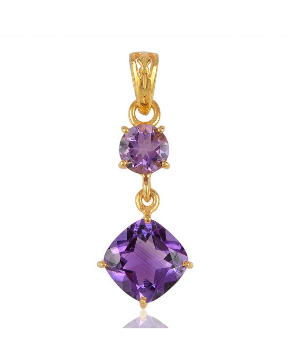 Sterling Silver and Amethyst Gold Plated Dangle Pendant Locket