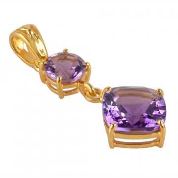 Sterling Silver and Amethyst Gold Plated Dangle Pendant Locket