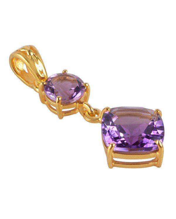 Sterling Silver and Amethyst Gold Plated Dangle Pendant Locket