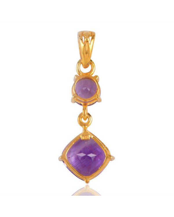 Sterling Silver and Amethyst Gold Plated Dangle Pendant Locket
