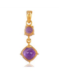 Sterling Silver and Amethyst Gold Plated Dangle Pendant Locket