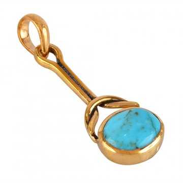 Tibetan Turquoise Gold Plated Silver Pendant Trendy Jewelry