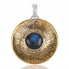 Silver and Brass Two Tone Two Metal Pendant with Labradorite Gemstone