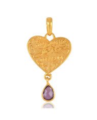 Gold Plated Fashion Pendant Locket with Amethyst Natural Gemstone