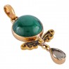 Gold Plated Green Amethyst and Malachite Natural Gemstone Pendant