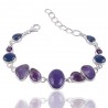 Charoite Amethyst and Kyanite 925 Silver Bracelet