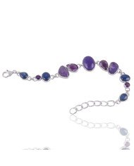 Charoite Amethyst and Kyanite 925 Silver Bracelet