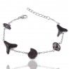 Fossil Ammonite Shark Tooth and Meteorite Sterling Silver Bracelet