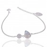 Rainbow Moonstone Sterling Silver Charm and Chain Bracelet