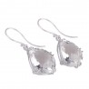 Tear Drop Crystal Quartz Solid Silver Dangle Earrings