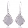 Tear Drop Crystal Quartz Solid Silver Dangle Earrings