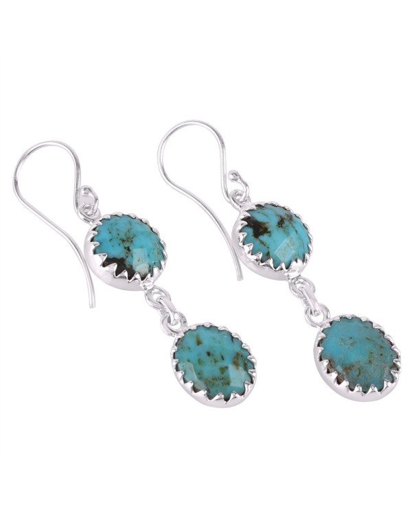 Gemstone Arizona Turquoise and Silver Dangle Earring