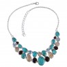 Blue Turquoise Rutilated Quartz Rutile Blue Topaz and Smoky Solid Silver Necklace