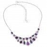 Kyanite Charoite and Amethyst 925 Silver Choker Necklace
