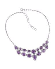 Amethyst and Solid Silver Gemstone Choker Necklace