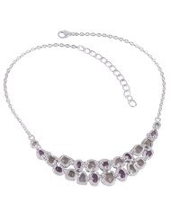 Amethyst and Green Amethyst AKA Prasiolte Gemstone Silver Necklace