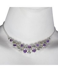 Amethyst and Green Amethyst AKA Prasiolte Gemstone Silver Necklace