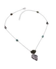 Apatite Meteorite and Moldavite Sterling Silver Drop Necklace