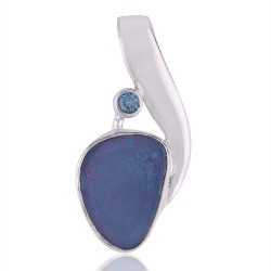 Blue Opal and Blue Topaz Sterling Silver Pendant Locket