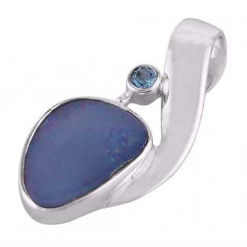 Blue Opal and Blue Topaz Sterling Silver Pendant Locket