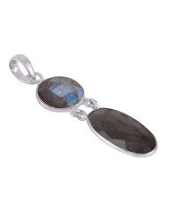 Sterling Silver and Labradorite Gemstone Dangle Pendant Necklace