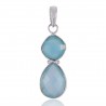 Blue Chalcedony and Sterling Silver Pendant Necklace