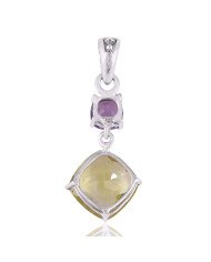 Lemon Quartz Amethyst Sterling Silver Dangle Pendant | Jewels Artisan.