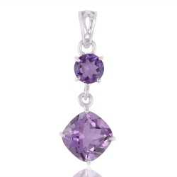 Beautiful Assorted Amethyst and Sterling Silver Dangle Pendant