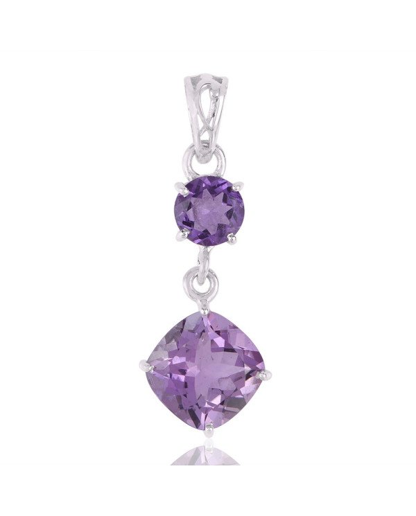 Beautiful Assorted Amethyst and Sterling Silver Dangle Pendant