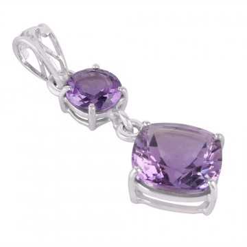 Beautiful Assorted Amethyst and Sterling Silver Dangle Pendant