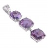 Assorted Amethyst Three Stone Silver Dangle Pendant Necklace