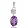 Crystal Quartz and Amethyst Sterling Silver Gemstone Pendant Necklace