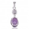 Crystal Quartz and Amethyst Sterling Silver Gemstone Pendant Necklace