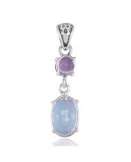 Sky Blue Topaz & Amethyst Pendant | 925 Silver Handmade Elegance