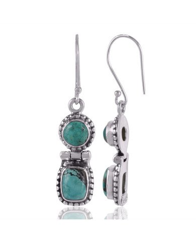 Natural Turquoise Gemstone Sterling Silver Earring | Jewels Artisan.