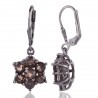 Natural Smokey Quartz Gemstone Earring 925 Sterling Silver Black Rhodium Plated Jewelry