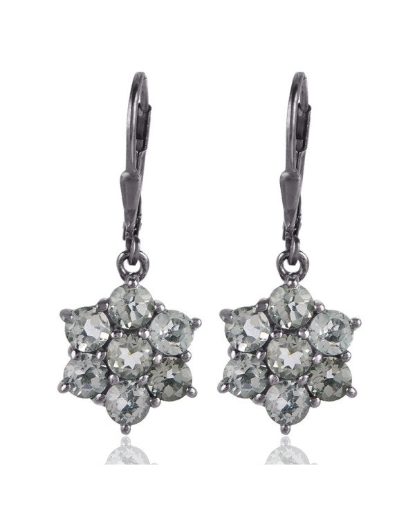 Green Amethyst Natural Gemstone Earring With 925 Sterling Silver Black Rhodium Plated