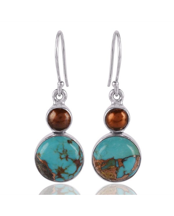 925 Sterling Silver Dangle and Drop Beautifull Handmade Earring With Bolder Turquoise and Color Pearl