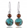 925 Sterling Silver Dangle and Drop Beautifull Handmade Earring With Bolder Turquoise and Color Pearl